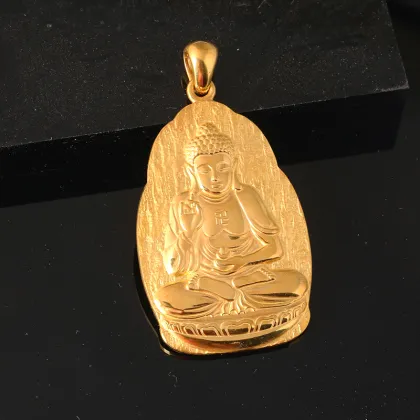 925 Sterling Silver Gold-Plated Amitabha Buddha Pendant - Buddhist Culture Jewelry