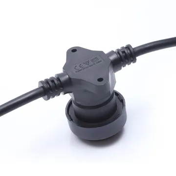 Outdoor Waterproof Festoon Belt Lights with E27/B22 Sockets, Rubber Cable, Round Black Flat Design