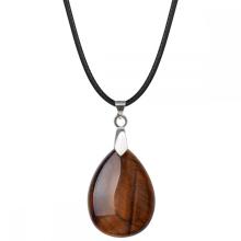 Tigers Eye 25x35mm Teardrop Pendant Necklace women Men