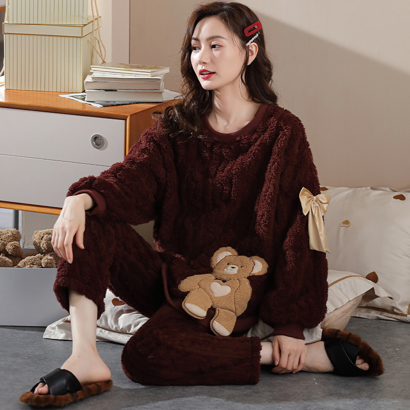 women's autumn and winter plush thick pajamas