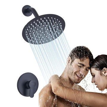 20cm Round Stainless Steel Shower Kit with Shutoff Valve - Complete Rain Shower Faucet System