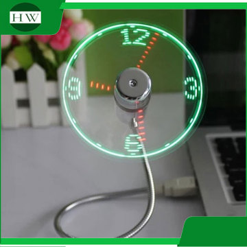 Promotional metal portable rechargeable electric mini USB fan with LED clock