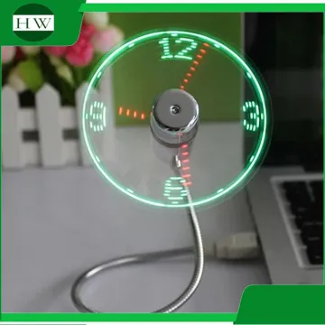 Promotional metal portable rechargeable electric mini USB fan with LED clock