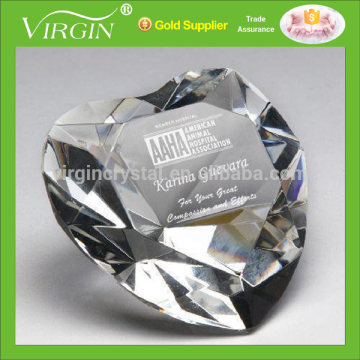 Fancy design heart shape crystal paperweight, diamond paperweight as wedding door gifts for guest