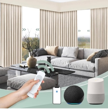 Smart Motorized Blackout Curtains with Remote and Voice Control