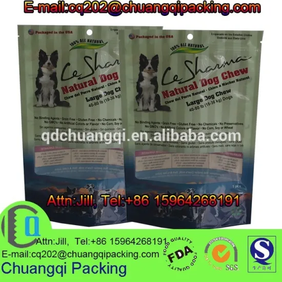 40LB & 80LB natural dog chew pouch with clear window