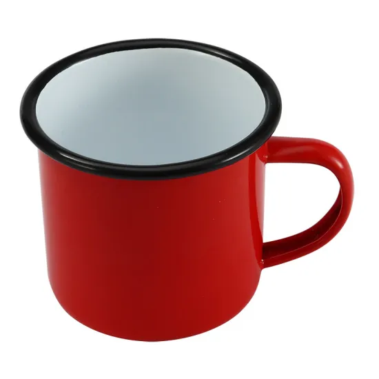 8cm Red Color Customized DIY Designs Enamelware Camping Mug