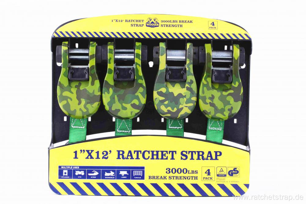 12Ft Ratchet Tie Down Lashing Belt with 1360KGS