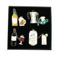 Alliage Broches Ensembles Mignon Bande Dessinée Vin Bière Jus De Café Broche pour Vêtements Sacs À Dos Vestes Chapeau Bijoux Bijoux DIY Accessoires