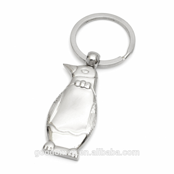 High quality promotional custom design penguin shaped metal keychain