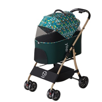 Lightweight Foldable 4-Wheel Pet Stroller with Shock Absorption