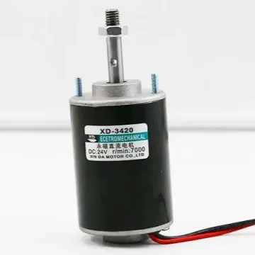 Adjustable Speed 3420 RPM DC Motor with Threaded Shaft for 12V and 24V Applications