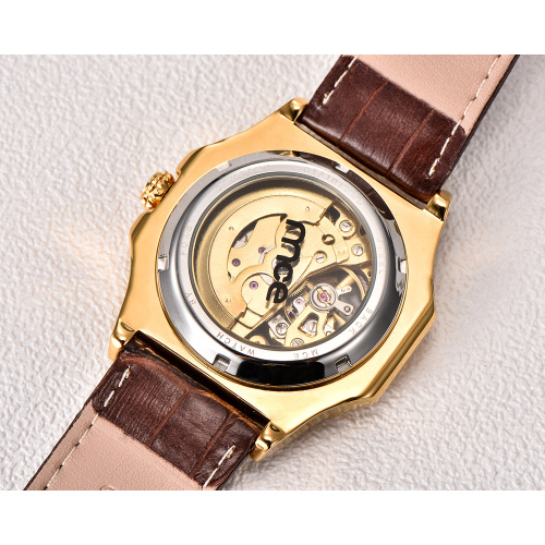Custom logo watch with genuine leather band