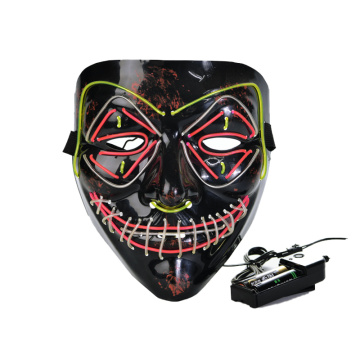 Máscara LED palhaço assustador multicolorido EL Wire