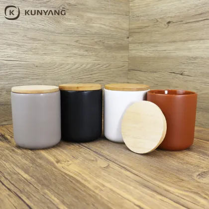 Nordic Custom Ceramic Storage Jar with Bamboo Lid