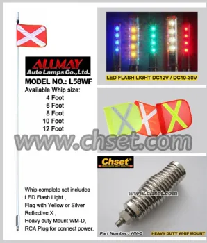 Chset 2015 LED WARNING Mining FLAG whip (L58WF-A), with spring and Light