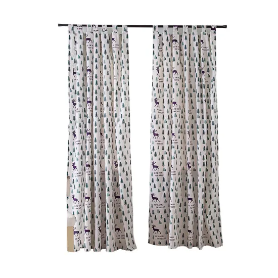 Scandinavian Printed Curtain: Cotton and Linen for Kids' Living Room & Bedroom Decor