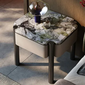 Natural Marble Top Bedroom Storage Drawer Cabinet Bedside Table