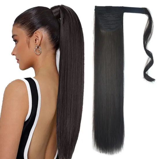 Straight Ponytail Hair Extension Clip in Hairpiece Synthetic Blonde Long Smooth Overhead PonyTail  Hair Heat Resistant Horsetail