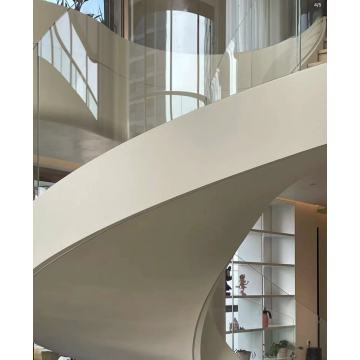 داخلي عالي الجودة حار بيع داخلي استخدام أبيض نقي نمط خشبي فقي الدرج المنحني الدرج الحلزوني
