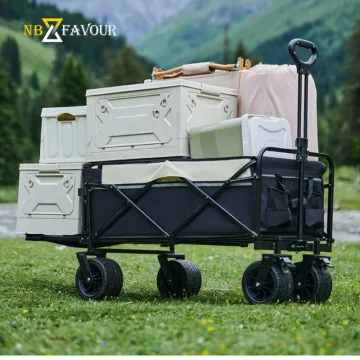 Nb-Favour Extended Folding Wagon Utility Grocery Wagon Cart for Camping Outdoor Beach Shopping