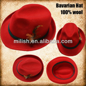 unisex fashion 100% wool felt top hat/Traditional Bayern German Wool Bavarian Hats WH-0003