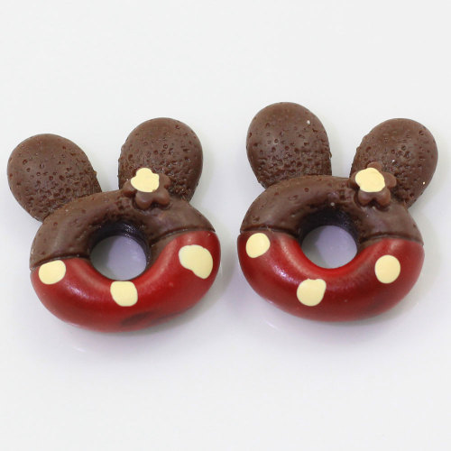 Kawaii Animal Rabbit Donut Resin Cabochons Food Miniature Figurine DIY Jewelry Accessories