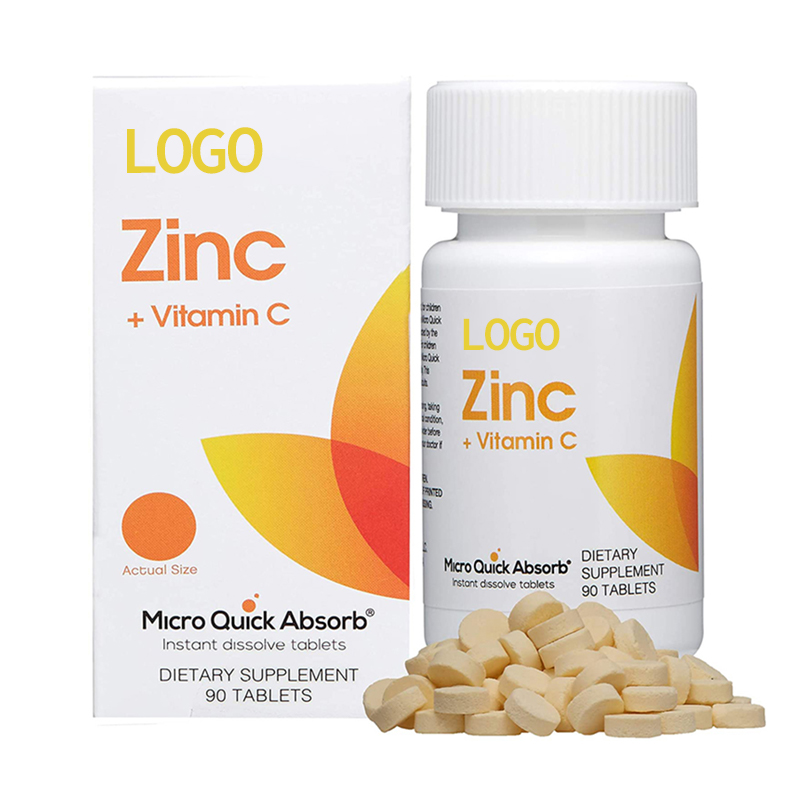 Comprimés de zinc de soutien immunitaire avec de la vitamine C