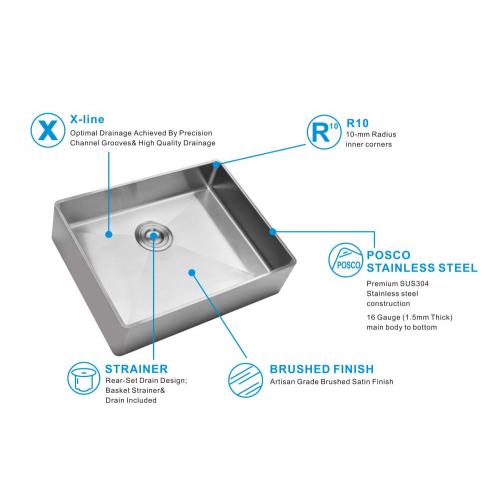 Bathroom Sink 304 Stainless Steel Handmade Basin