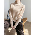 Solid color vertical pit half turtleneck bottoming shirt