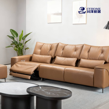Warmes gelbbraunes Ledersofa für das Wohnzimmer