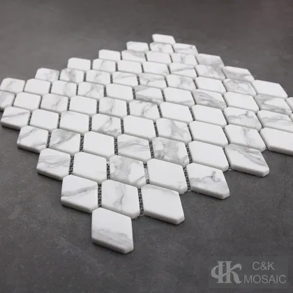 C&K Mosaic Hexagon Glass Mosaic Tile Backsplash Kitchen