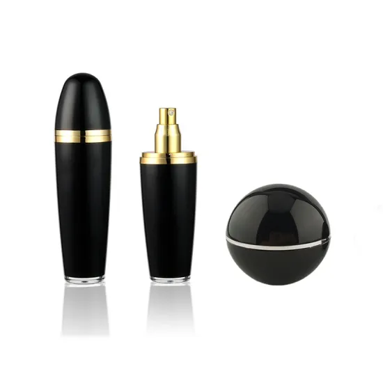 Black PMMA Ball Cosmetic Packaging Set: Acrylic Jar Bottle Collection