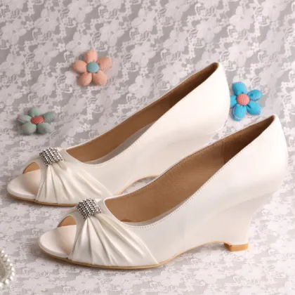 Royal Blue Evening Shoes Wedge Heel