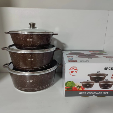  WK Non-Stick Cookware 6-Piece Set - Aluminum Frying Pan & Soup Pots for Gas Stove