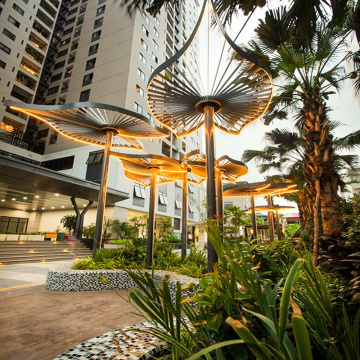 Large Custom Outdoor Villa Garden Metal Flower Sculpture with LED Lights