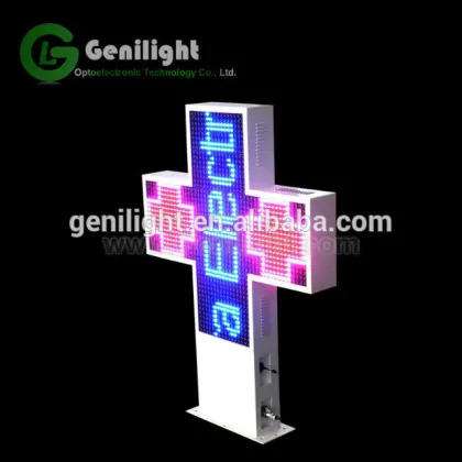 Green Color Attract Customers Green Led PHARMACY Cross Display Illuminated Sign