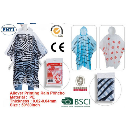 pe Disposable Raincoats Type and PVC polyester Material