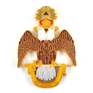 Golden Masonic Scottish Rite 33rd DELUD AUTO Car Emblem: 3 "การออกแบบปีกตัดออก