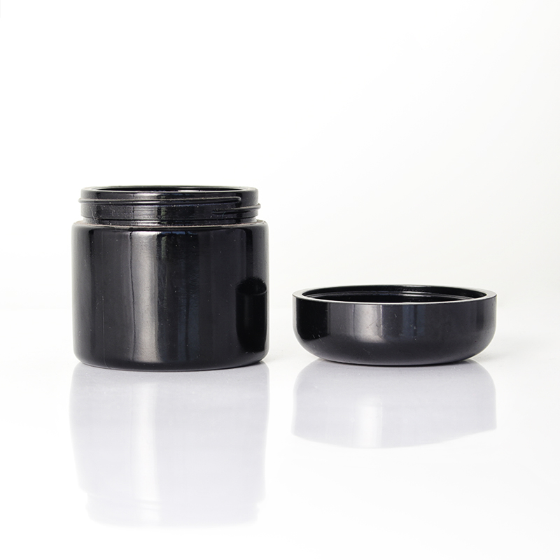 Black Cream Jar With Black Dome Caps1 Jpg