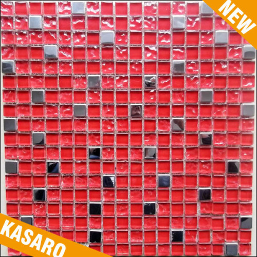 Red Glass Mix Metal Mosaic Wall Tile