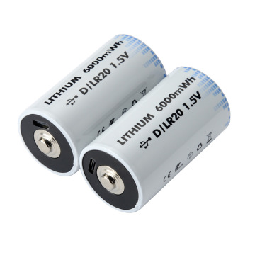High Quality Portable Rechargeable LR20 D 1.5V Lithium-ion Battery - 6000mWh/9000mWh with Type C USB