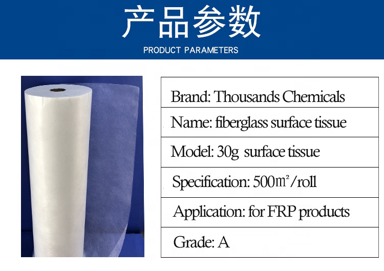 Fiberglass surfacing tissue