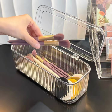 Transparent PET Material Large Plastic Storage Box for Makeup Brushes