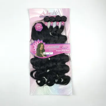 synthetic fiber hair with lace closure, Amazing Body Wave 4 bundles in a pack