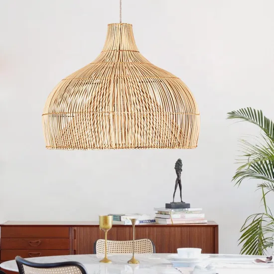 New Vintage Bamboo Wicker Rattan Wave Shade Pendant Light: Unique Ceiling Lamp Fixture