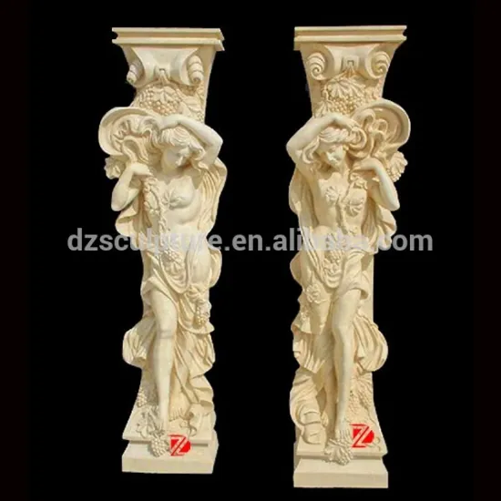 marble carved columns with woman