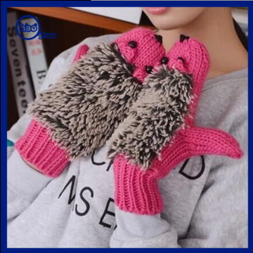 Yhao Women Girls Cute Hedgehog Hand Warm Winter Knitted Gloves Mittens