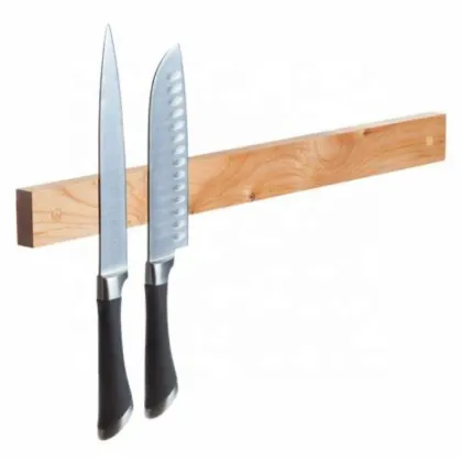 Custom Hevea Acacia Wooden Magnetic Knife Block Holder Rack