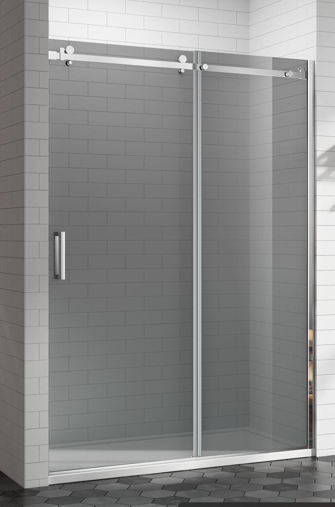 porte de douche glissante en verre gris